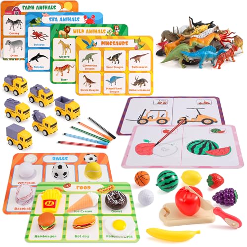 LUVTOY Montessori Sortier Spielzeug, Obst-Schnitt-Spiel mit vielfältigen Tiere-Themen, sensorisches Lernspiel für Kinder ab 1 2 3 4 5 6 7 Jahren, mit Aufbewahrungsbeutel von LUVTOY