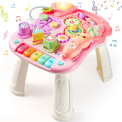 LUVTOY Spieltisch Kinderspielzeug Spielzeug ab 1 Jahr Baby Spielzeug ab 1 2 Jahre 9 Monate 7 in 1 Busy Board Musikspielzeug Activity Spiel Spieltisch Baby Geschenke 1 2 3 Jahre Junge Mädchen von LUVTOY