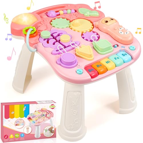 LUVTOY Spieltisch Kinderspielzeug, Baby Spielzeug Ab 1 Jahr mit Musik, Spielzeug ab 1 Jahr, Busy Board Musikspielzeug Spieltisch Baby Geschenke 12+ Monate Junge Mädchen von LUVTOY