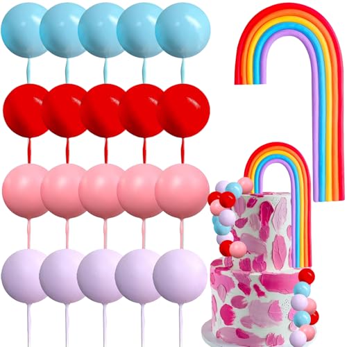 21 Stück Regenbogen Tortendeko Macarone Geburtstag Torten deko Macaroon Regenbogen Ball Kuchen Toppers Kuchen Deko Kugeln Cupcake Toppers für Geburtstag Baby Shower Hochzeit Party (B) von LUYANFX