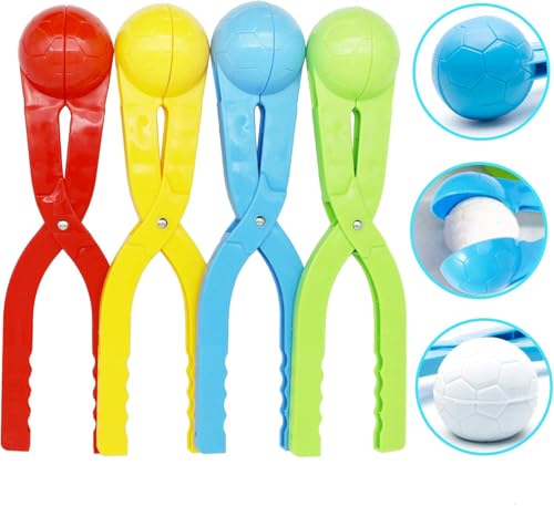 4 Stück Winter Schneeball Maker, Schneeballclip, Schnee Spielzeug, Ente Schneemann Schneeball Former, Winter Schneeballzange Spielzeug, für Kinder Schneeballschlachten im Outdoor - Zufällige Farbe (B) von LUYANFX