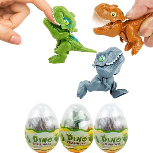 LUYANFX Dinosaurier Finger Spielzeug, 3 Stück Mini Dinosaurier Figuren, Klein Dinosaurier Spielzeug ab 6 Jahre, Robo Alive Dinosaurier im Ei Lernspielzeug für Kinder, Jungen, Mädchen, 3-12 Jahre Alt von LUYANFX