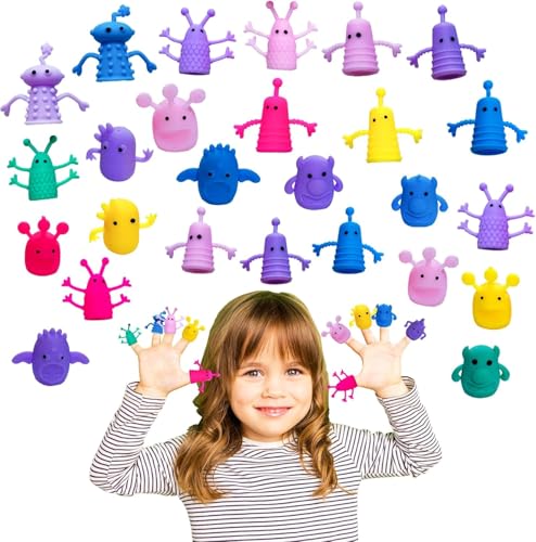 Fingerpuppen Set, 24 Stück Lustige Monster Finger Puppen Spielzeug, Niedliche Kleine Finger Puppen Requisiten Gummi Badespielzeug Geschenk für Kinder Weihnachten Geburtstag Partytütenfüller von LUYANFX