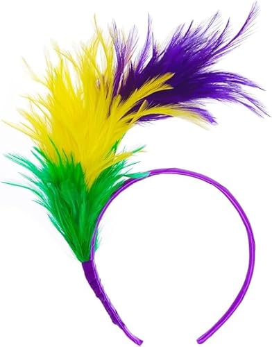 LUYANFX 1920er Feder Stirnband, Bunt Feder Haarschmuck Haarschmuck Damen,Feder Haarreif Cosplay Kostüm Accessoires Karneval Party Kopfschmuck für Ostertag Hochzeit Party (Lila) von LUYANFX