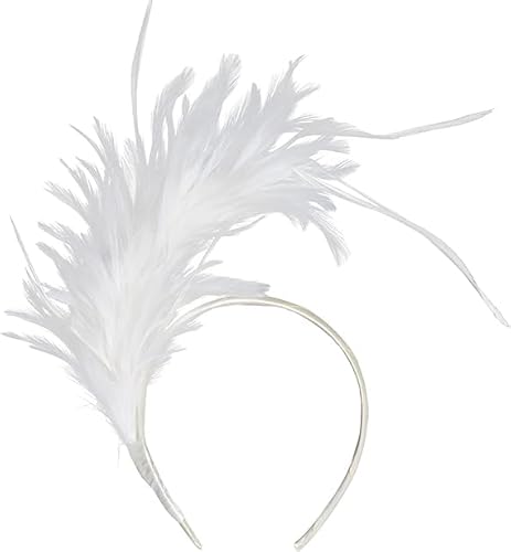 LUYANFX 1920er Feder Stirnband, Bunt Feder Haarschmuck Haarschmuck Damen,Feder Haarreif Cosplay Kostüm Accessoires Karneval Party Kopfschmuck für Ostertag Hochzeit Party (Weiß) von LUYANFX