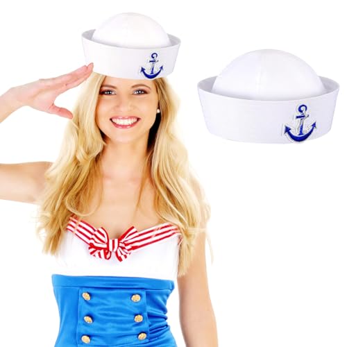 LUYANFX Mini Matrosen Mütze Weiß Marine Yacht Minihut Kleine Seemann Mütze Hut Kapitän Matrosen Kostüm Zubehör für Erwachsene Halloween Karneval Cosplay Party, Mottoparty (B) von LUYANFX