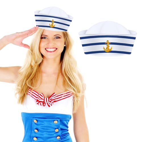 LUYANFX Mini Matrosen Mütze Weiß Marine Yacht Minihut Kleine Seemann Mütze Hut Kapitän Matrosen Kostüm Zubehör für Erwachsene Halloween Karneval Cosplay Party, Mottoparty (D) von LUYANFX