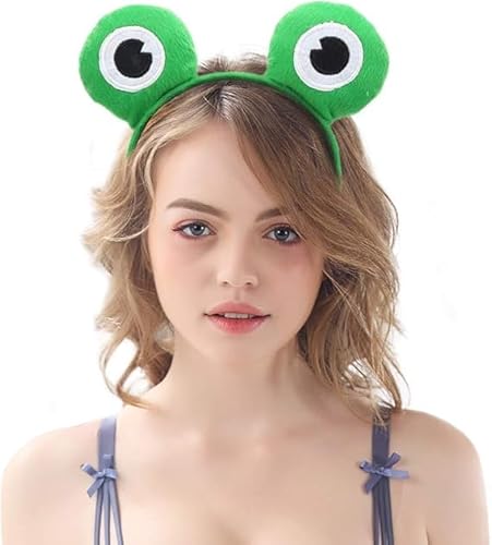 Plüsch Tier Ohren Stirnband Tier Haarreif mit Ohren, Tierohren Kopfbedeckung Cartoon Tierohren Haarschmuck, Kopfschmuck, Niedliche Cosplay Kostüm Zubehör für Karneval, Fasching, Mottoparty (Frosch) von LUYANFX