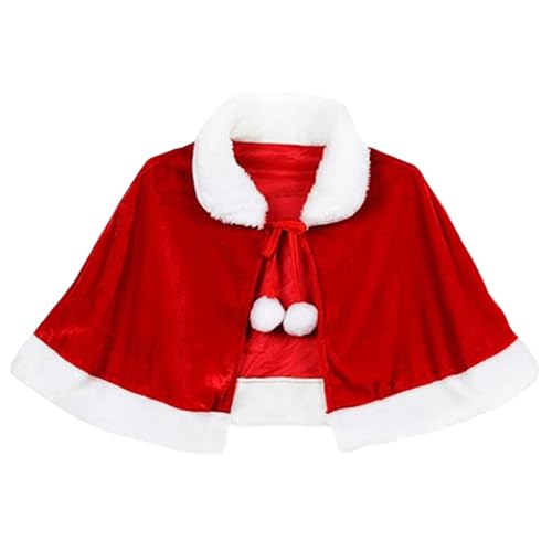 LUYANFX Weihnachten Santa Umhang Weihnachtsmantel Cape Damen Weihnachtsfrau Kostüm Damen Rot Samt Mantel Weihnachten Umhang für Weihnachten Kostüm Party (Erwachsene) von LUYANFX