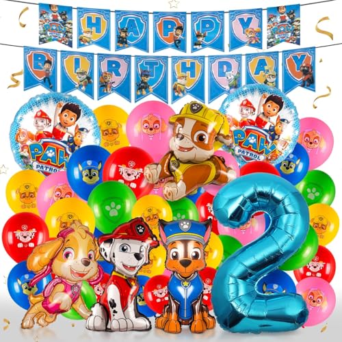 luftballon 2.paw patrol geburtstag | geburtstagsdeko Mädchen junge 2 jahr, Happy Birthday Dekoration Banner Karikatur paw patrol ballons deko von LUZBABDOE