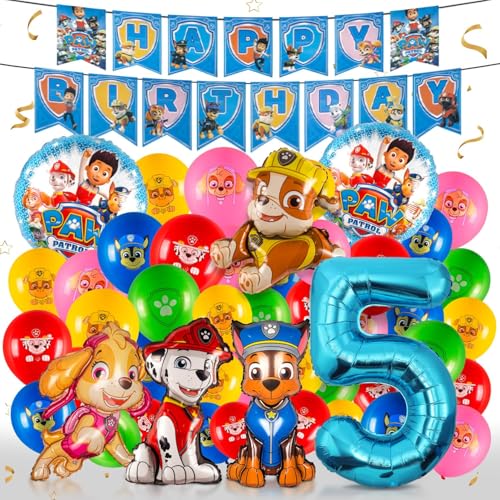 luftballon 5.paw patrol geburtstag | geburtstagsdeko Mädchen junge 5 jahr, Happy Birthday Dekoration Banner Karikatur paw patrol ballons deko von LUZBABDOE