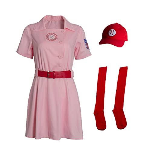 Damen Baseball-Liga-Dottie-Kostüm, Rockford-Pfirsich-Jersey-Kleid, Uniform-Set (X-Large) von LVLING