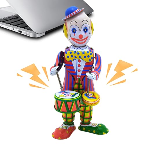 LVTFCO Aufzieh-Clown-Spielzeug, Aufzieh-Clown-Puppe, Schlagzeuger-Spielzeug-Clown-Figur, Tischdekoration, Retro, Heimdekoration für Kaffeebars, Kinder, Erwachsene, Geschäfte von LVTFCO