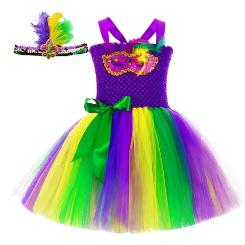 LVTFCO Mardi Gras Tutu, Mardi Gras Kleid für Mädchen | Pailletten-Tüll-Outfit - Ausgefallenes Kostüm für kleine Mädchen, 1–8 Jahre, Partygeschenke, Urlaubskleid für besondere Anlässe von LVTFCO