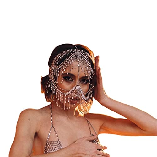 LVUNZJCA Maskenmaske Strass Maske Persönlichkeit Trend Quasten Zubehör für Party, Halloween LVUNZJCA Maskenmaske Strass Maske Persönlichkeit Trend Quasten Zubehör für Party, Halloween von LVUNZJCA