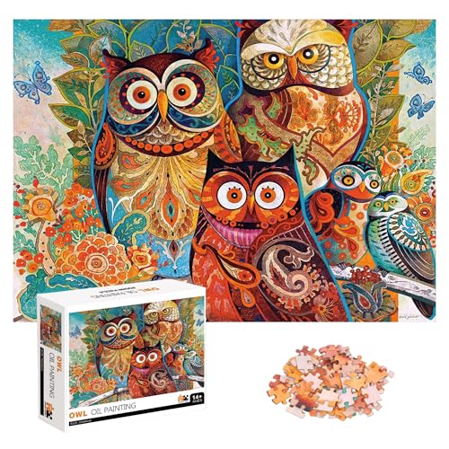 Puzzle 1000 Pieces,Puzzle Erwachsene, Helle und farbenfrohe Puzzles, Indoor-Puzzle-Kreativspiel zur Entspannung von Erwachsenen und Erziehung von Kindern oder als Geschenk (Eulen) von LWDERZO