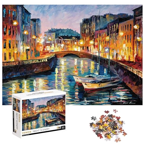 Puzzle 1000 Pieces,Puzzle Erwachsene, Helle und farbenfrohe Puzzles, Indoor-Puzzle-Kreativspiel zur Entspannung von Erwachsenen und Erziehung von Kindern oder als Geschenk (die Kanäle von Venedig) von LWDERZO