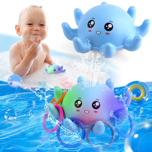 Badewannenspielzeug Baby, Oktopus Spray Wasserspielzeug Baby Badespielzeug mit Licht, Oktopus Badewanne Spielzeug, Baby Badewann Spielzeug Baby Geschenk Badewannenspielzeug ab 1 2 3 4 Jahre von LWMTT