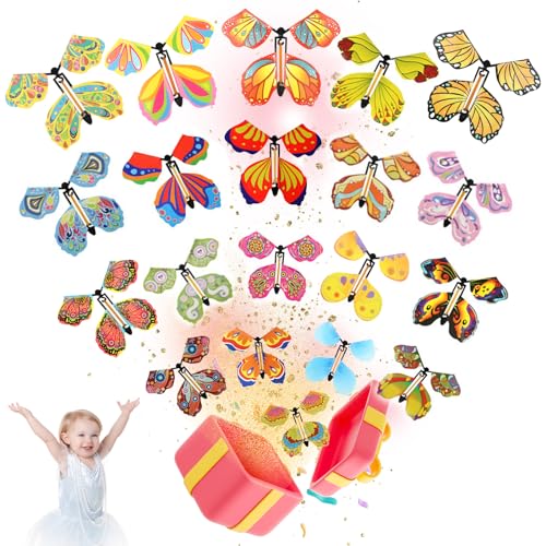 LWMTT 20 Stück Magische Schmetterling Spielzeug, Fliegende Schmetterlinge Magische Magic Flying Butterfly Card Wind up Butterfly Toy,für Geschenke Geburtstag Deko Party Weihnachten(Zufällige Farben) von LWMTT