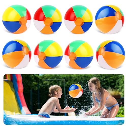 LWMTT 8 Stück Wasserball Aufblasbar, Farbig Wasserbälle, Wasserball Baby, Aufblasbare Wasserbälle, Wasserball Kinder für Pool Party Sommeraktivitäten im Freien Strandparty von LWMTT