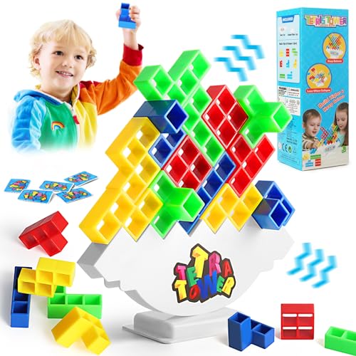 LWMTT Tetra Tower Spiel, Tetris Balance Spielzeug Tower Game,Tetris Balance Spielzeug Tower Game,Kreatives Stapelspiel Spielzeug, Geschenke für Jungen Mädchen ab 5 6 7 8 (48pcs) von LWMTT