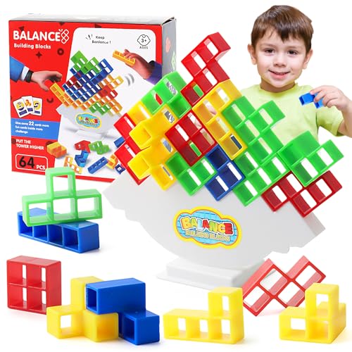 LWMTT Tetra Tower Spiel, Tetris Balance Spielzeug Tower Game,64PCS Tetris Balance Spielzeug Tower Game,Kreatives Stapelspiel Spielzeug, Geschenke für Jungen Mädchen ab 5 6 7 8 von LWMTT