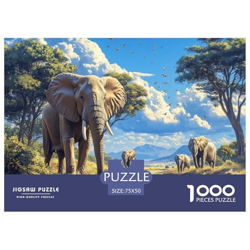 Elefant 1000 Teile, Impossible Puzzle,Geschicklichkeitsspiel Für Die Ganze Familie, Erwachsenenpuzzle Ab 14 Jahren Puzzel 1000pcs (75x50cm) von LWXEEOAVE