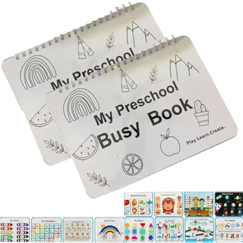 LXCJZY My Preschool Busy Book, Toddler Busy Book for Kids, Education Workbook Activity Binder Learning Toys for Toddlers, Learning Materials & Tracing Coloring Book. (2pcs) von LXCJZY