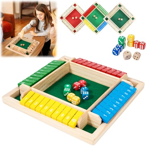 LXCJZY Quantifyn Game, Shut The Box Game Wooden, Funny Family Games-Shut The Box Board Game, Shut The Box Dice Game for Classroom Home, Party of Board Games (Color) von LXCJZY