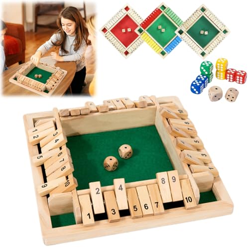 LXCJZY Quantifyn Game, Shut The Box Game Wooden, Funny Family Games-Shut The Box Board Game, Shut The Box Dice Game for Classroom Home, Party of Board Games (Green) von LXCJZY