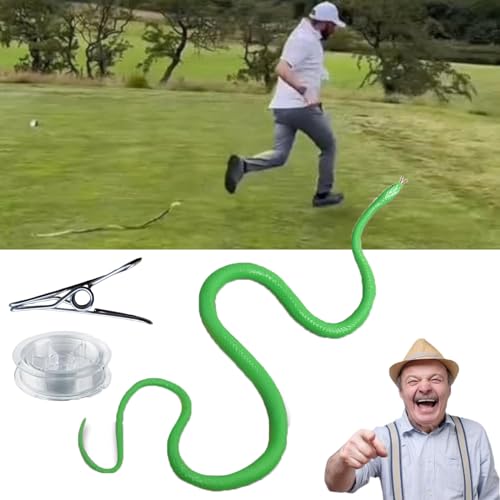 LXCJZY Snake Prank with String Clip - Clip on Snake Prank, Snake on a String Prank That Chase People, Realistic Rubber Snake Prank Toy, Snake Prank Never Gets Old (Green) von LXCJZY