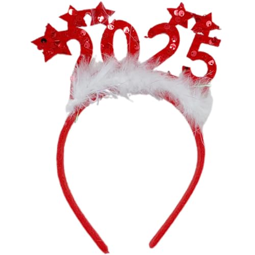 LXJLXD 2025 Feder-Stirnband, Weihnachts-Kopfbedeckung, Neujahrsparty, Foto-Requisiten, gefiederte Party-Kopfbedeckung, Cosplay-Zubehör (Rot B) von LXJLXD