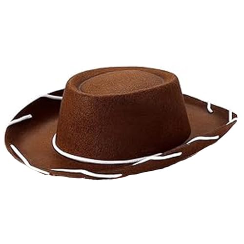 LXJLXD Cooler Westernhut aus Filz, braun-rot, Cowboyhut, verstellbar, für Halloween, Rollenspiele, Festivals, Mottopartys, Kostüme für Jungen und Mädchen von LXJLXD