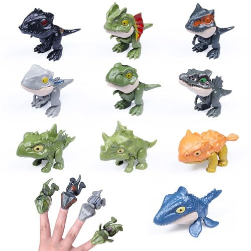 Dinosaurier Finger Spielzeug,10 Stück Dinosaurier Spielzeug,Dino Biss Finger,Mini Dinosaurier Figuren,Biss Finger Spielzeug,Interessante Kinderpartyspielzeug, Partygeschenke für Geburtstagsgeschenke von LXONTSG