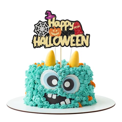 Happy Halloween Kuchen Dekoration,Happy Halloween Cake Toppers, Happy Halloween Torten Dekoration, Glitter Halloween Cake Toppers, Halloween Kuchen Topper, Halloween Dekoration(B) von LXONTSG