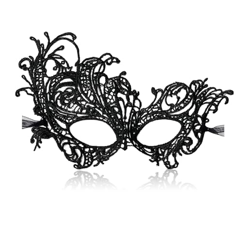 LXONTSG Augenmaske Schwarz Damen, Schwarze Halloween Augenmaske, Augenmaske Spitze Frauen, Halloween Damen Augenmaske, Augenmaske Karneval Schwarz, Schwarze Augenmaske Spitze, Damenaugenmaske von LXONTSG