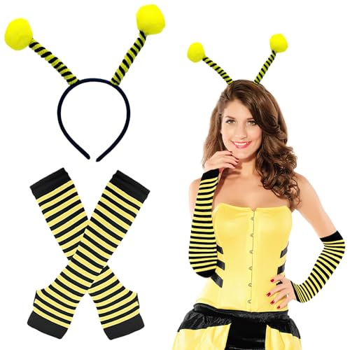 LXONTSG Bienen Stirnband Set, 2 Stück Bee Party Haarreif, Bienen Costume Damen, Bienen Haarreif Kinder, Bienen Party Stirnband Set, Haarreifen Biene für Kinder Und Erwachsene Karneval Kostümzubehör von LXONTSG