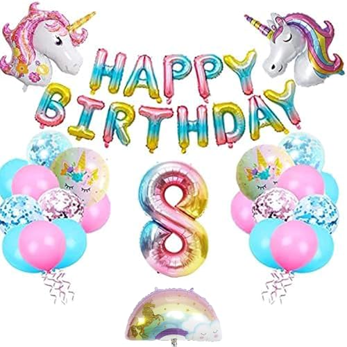 Einhorn 8 Geburtstag Deko, Einhorn Luftballons Geburtstag 8, Geburtstag Luftballon Einhorn, Einhorn Folienballon Deko, Luftballon Einhorn 8 jahre, 8 Ballon Einhorn Deko, Einhorn Luftballons von LXONTSG