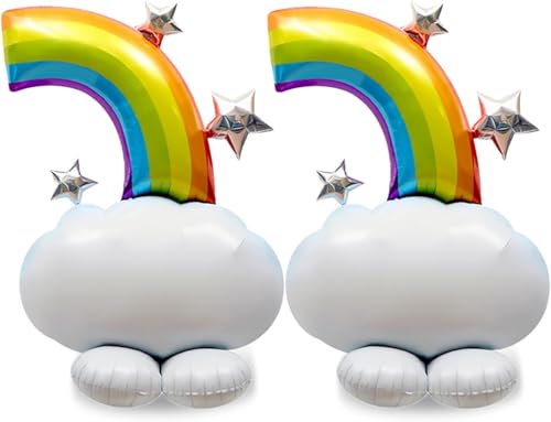 Stern Wolkenförmige Regenbogen Folienballon, 2pcs Regenbogen Wolke Folien Ballon, Regenbogen Geburtstag Ballons, Folienballon Regenbogen, Regenbogen Ballon, Wolkenförmige Folienballon von LXONTSG