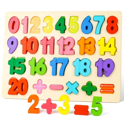 Zahlen Kinder Puzzles, Number Puzzles Spiele, Wooden Zahlen Puzzles, Bunte Zahlen Puzzle, Puzzle Zahlen Lernen, Puzzle mit Zahlen, Kinder Holz Puzzles Spiele, für Mädchen Jungen von LXONTSG