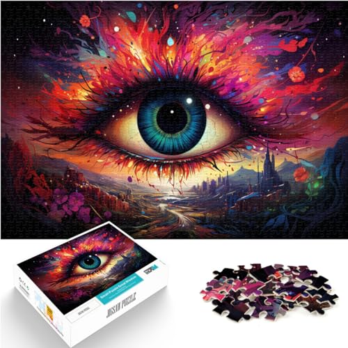 1000-teiliges Puzzle, Bunte Augen, für Erwachsene und Kinder ab 12 Jahren, Holzpuzzle, Denkspiel, Spielzeug, Größe: 50 x 75 cm von LXQING