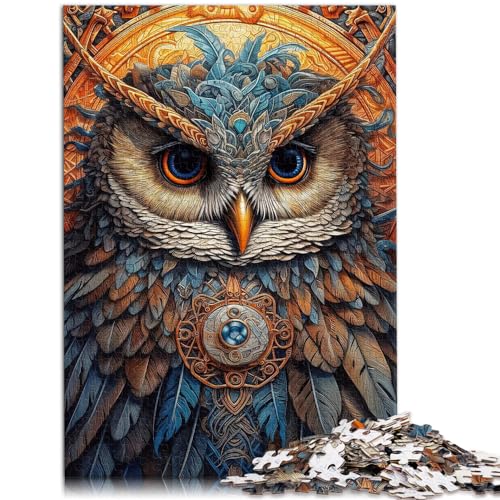 1000-teiliges Puzzle, Bunte Eule, für Erwachsene und Kinder ab 12 Jahren, Holzpuzzle, tolles Geschenk für Erwachsene und Kinder, Größe: 50 x 75 cm von LXQING