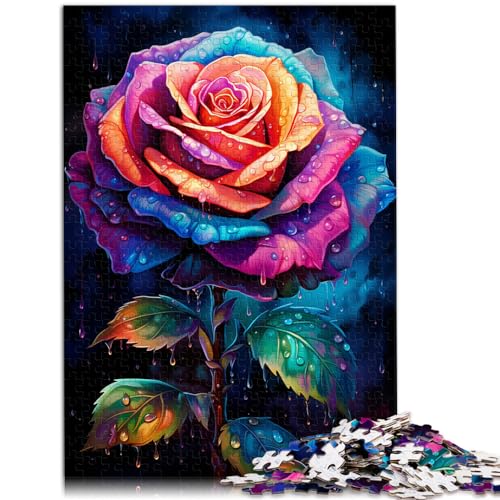 1000-teiliges Puzzle, Bunte Rosen, für Erwachsene und Kinder ab 12 Jahren, Holzpuzzle, Heimdekoration, Größe: 50 x 75 cm von LXQING