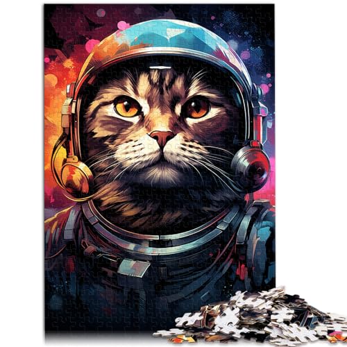 1000-teiliges Puzzle, Bunte Weltraumkatze, Puzzles für 12-Jährige, Holzpuzzles für Erwachsene, Denkspiel, Größe: 50 x 75 cm von LXQING