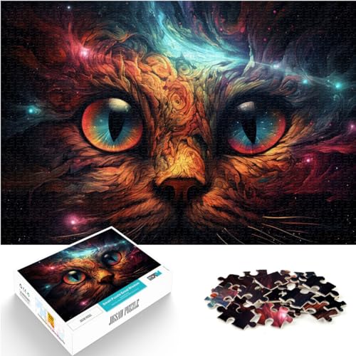 1000-teiliges Puzzle, Bunte psychedelische Siamkatze, Puzzle aus Holz für 12-Jährige, anspruchsvolles Spiel, Größe: 50 x 75 cm von LXQING