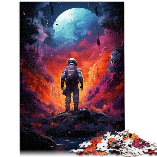 1000-teiliges Puzzle, Bunter Astronaut, Holzpuzzle als Geschenk für Erwachsene, schwieriges, hartes Puzzle für Frauen und Männer, Größe: 50 x 75 cm von LXQING