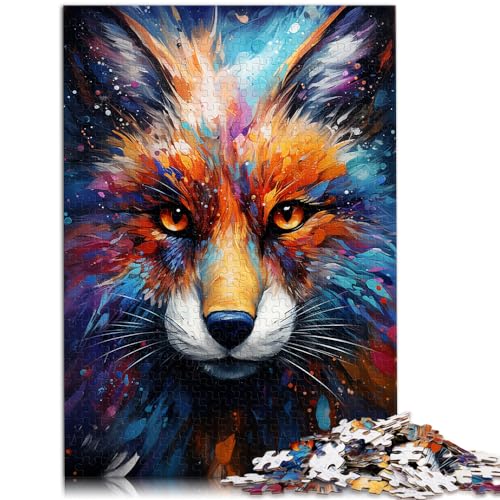 1000-teiliges Puzzle, Bunter Psychedelischer Galaxie-Fuchs, für Erwachsene und Kinder ab 12 Jahren, Holzpuzzle, Denkspiel, Größe: 50 x 75 cm von LXQING