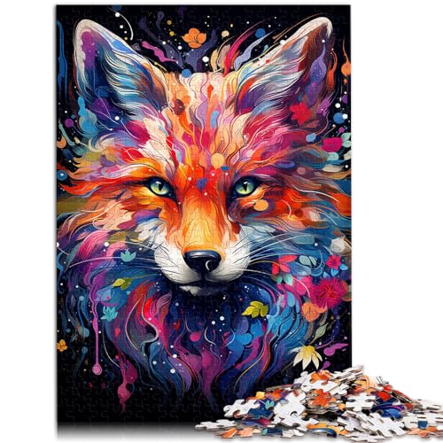 1000-teiliges Puzzle, Bunter Psychedelischer Neonfuchs, Puzzles für 12-Jährige, Holzpuzzles, Geschenk zum Geburtstag, Größe: 50 x 75 cm von LXQING