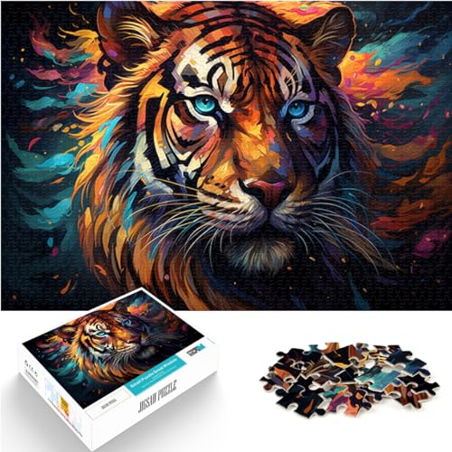 1000-teiliges Puzzle, Bunter Tiger, Puzzle aus Holz für 12-Jährige, schwierig und anspruchsvoll, Größe: 50 x 75 cm von LXQING