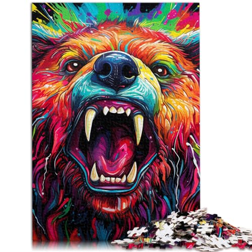 1000-teiliges Puzzle, Bunter brauner Bär, für Erwachsene und Kinder ab 12 Jahren, Holzpuzzle für Erwachsene, Denkspiel, Spielzeug, Größe: 50 x 75 cm von LXQING